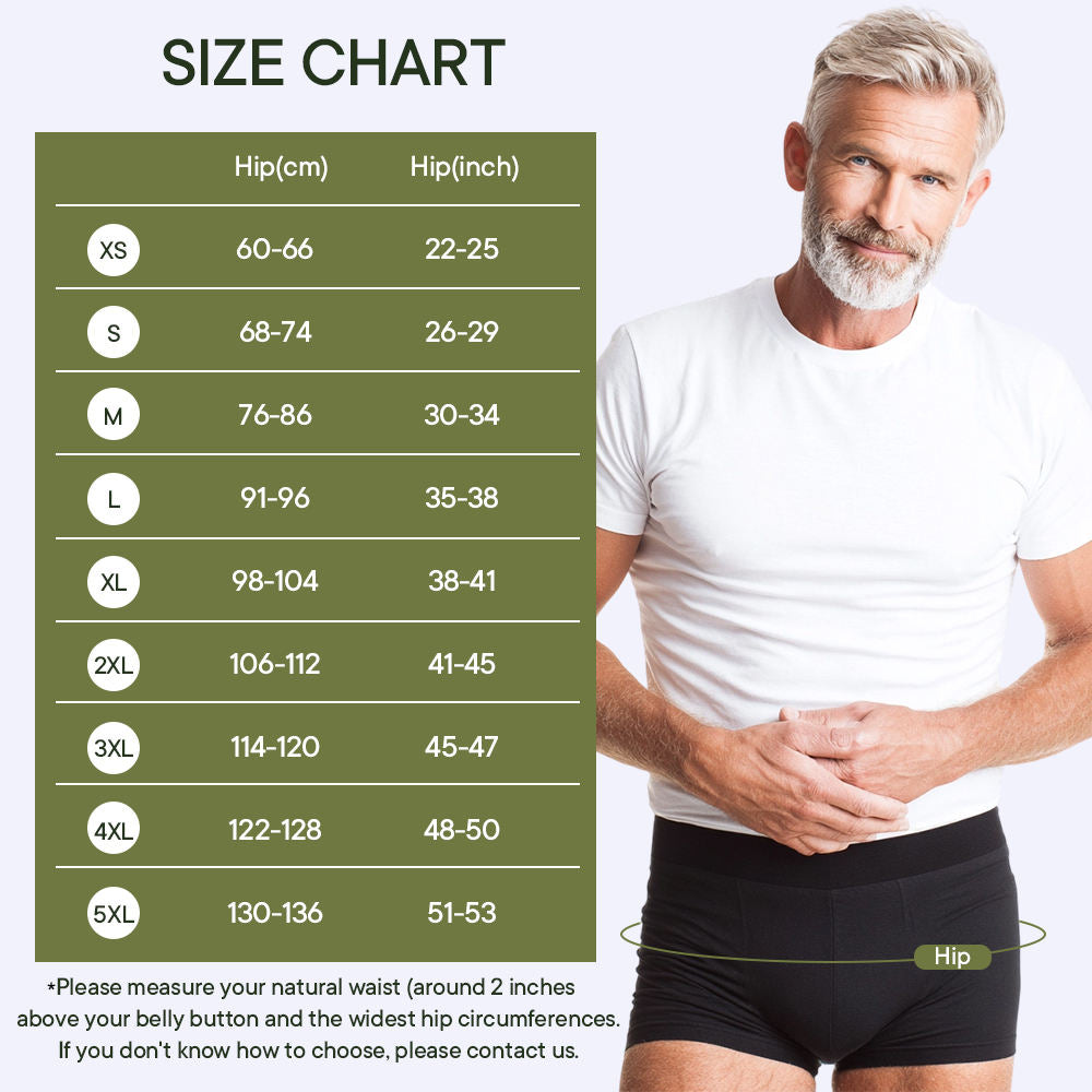 Washable Reusable Men's  Leak-Proof Boxer Briefs