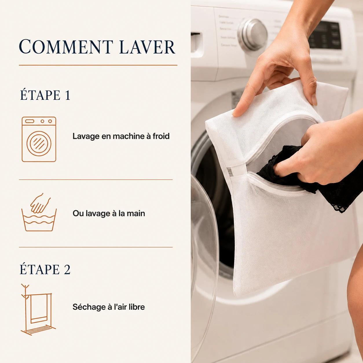 Entretien du boxer anti-fuite Hardi Homme : lavage en machine à froid ou à la main
