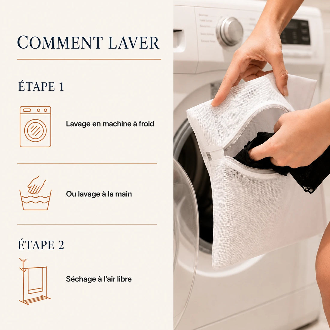 Entretien du boxer anti-fuite Hardi Homme : lavage en machine à froid ou à la main